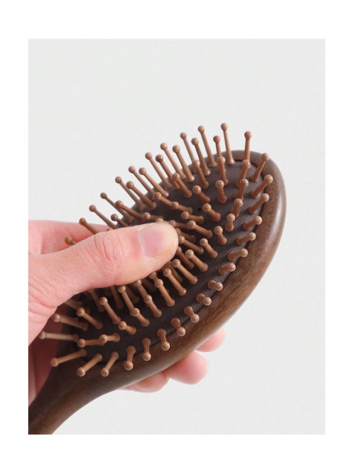 فرشاة شعر من خشب الأبنوس مع وسادة، مشط لتدليك فروة الرأس وفك تشابك الشعر للنساء، أداة شعر خشبية مضادة للكهرباء الساكنة للاستخدام المنزلي والصالون والسفر - Image 4